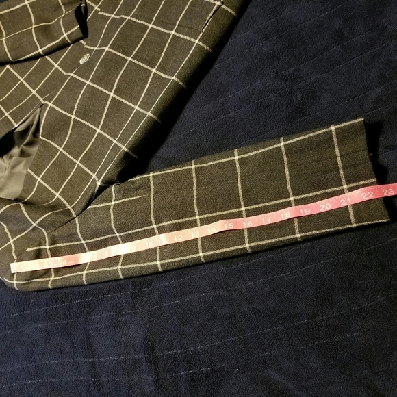 Evan Picone Window Pane Pattern Collarless Jacket A Single-Button Closure - Picture 3 of 8